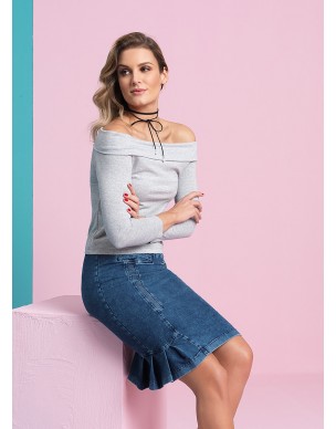 Efektowna spódnica dżinsowa z kontrafałdą