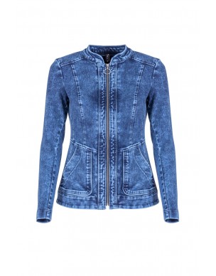 Żakiet Dżinsowy Damski Zapinany na Suwak