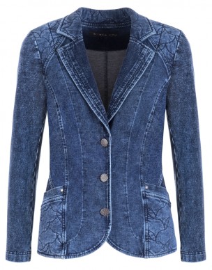 Żakiet z Klapami Ozdobny Jeansowy 52