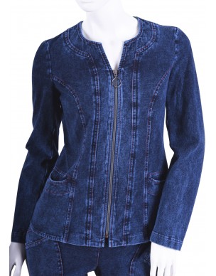 Żakiet Dżinsowy z Czerwoną Stebnówką