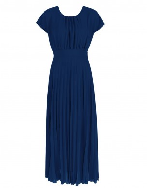 Suknia Marianna Granatowa Długa Maxi Plisowana
