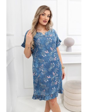 Sukienka Wala Kwiatuszki Falbanki Tencel 42