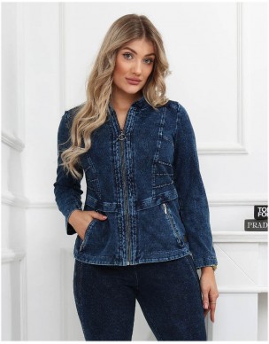 Żakiet Dżinsowy Damski Zapinany na Suwak Alice