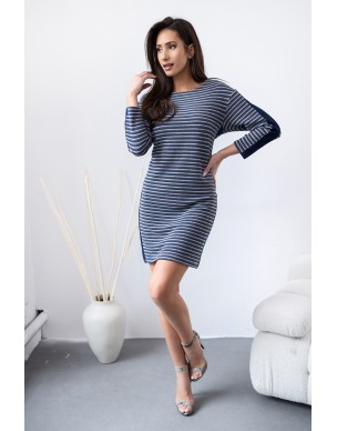 Sukienka w Paseczki z Lampasem z Dzinsu