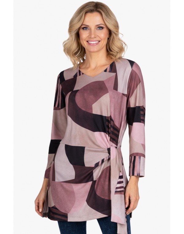 Elegancka modna tunika damska dzianina sweterek brązowa Producent: Agata Re