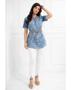 Tunika Denim Krótki Rękaw