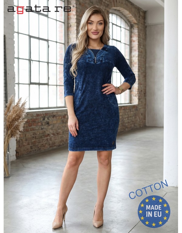 Sukienka Dżinsowa Dzianina Emilia Rękaw 3/4 Producent: Agata Re