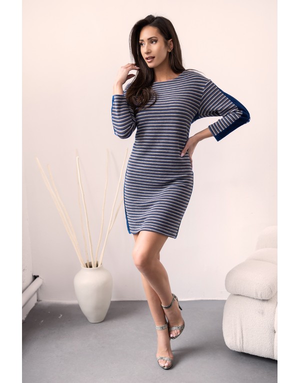 Sukienka w Paseczki z Lampasem z Dzinsu Producent: Agata Re